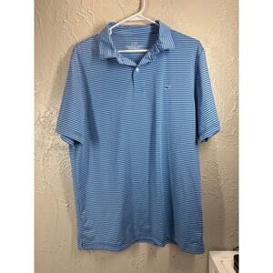 Vineyard‎ Vines Mens Striped Polo Blue Short Sleeve Collared Perfomance Large